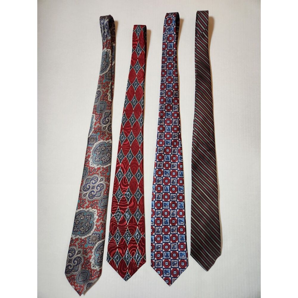 4‑Tie Bundle – Paisley, Geometric, Striped – Polyester